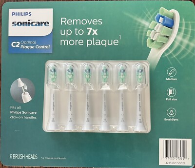 Philips Sonicare C2 Optimal Plaque Control Tooth Brush Heads, 6-Pack BRAND NEW