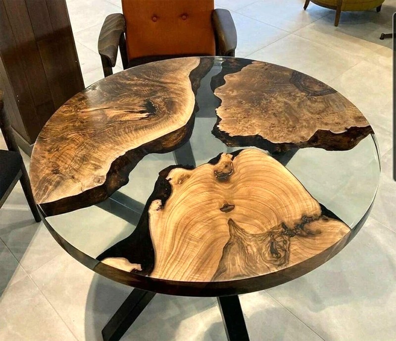 Live Edge Table, Round Epoxy Table, Wood Dining Table, Epoxy