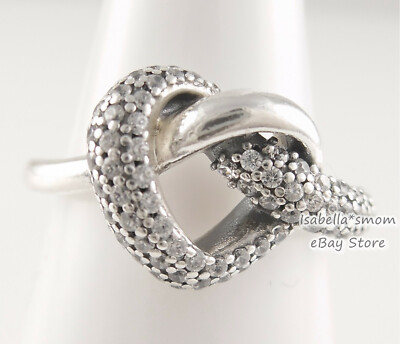 KNOTTED HEART Authentic PANDORA Silver LOVE Ring 198086CZ 7
