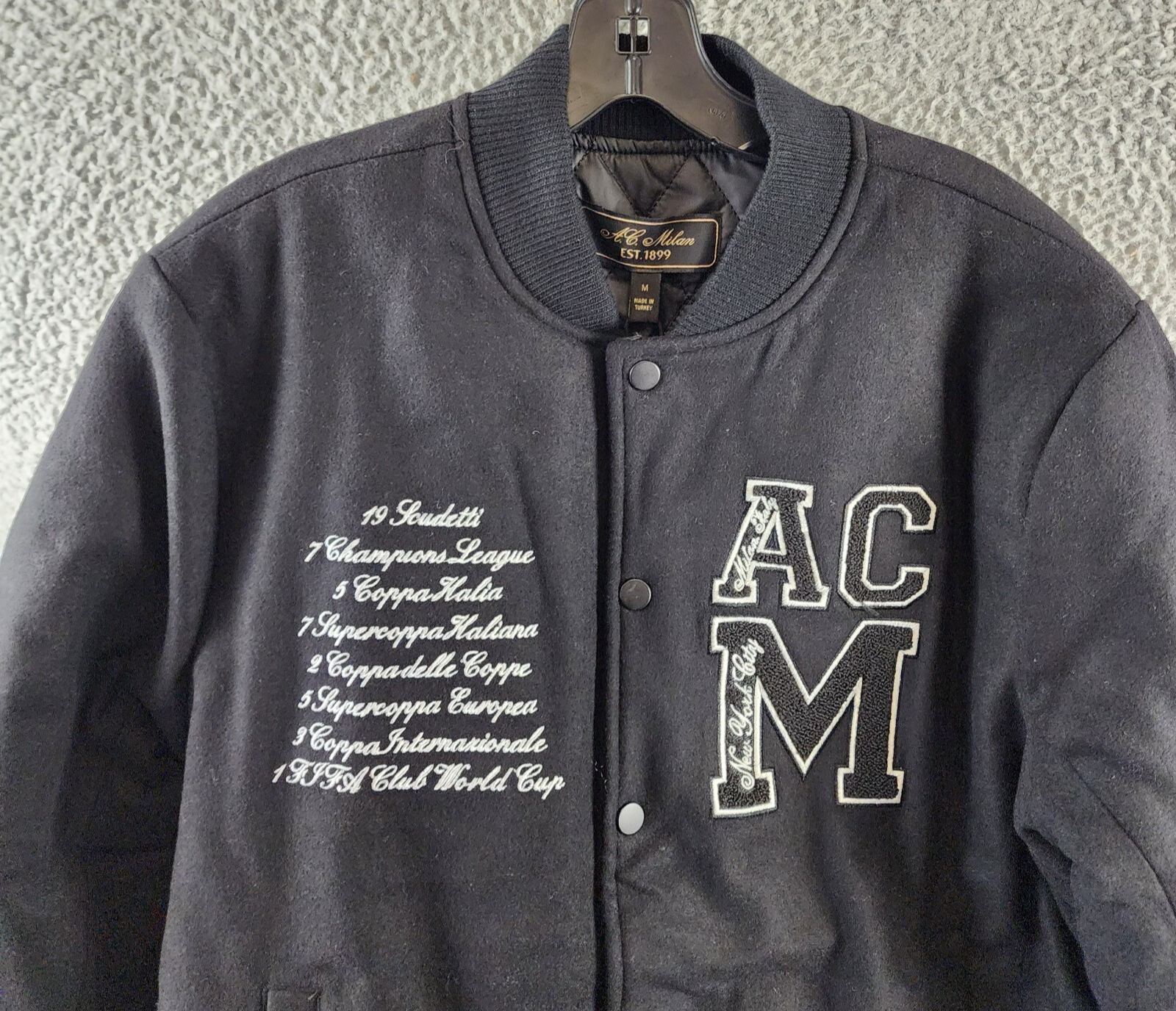 AC Milan Coach Jacket Men's M Black Full Front Button Closure With Side Pockets - Picture 2 of 14
