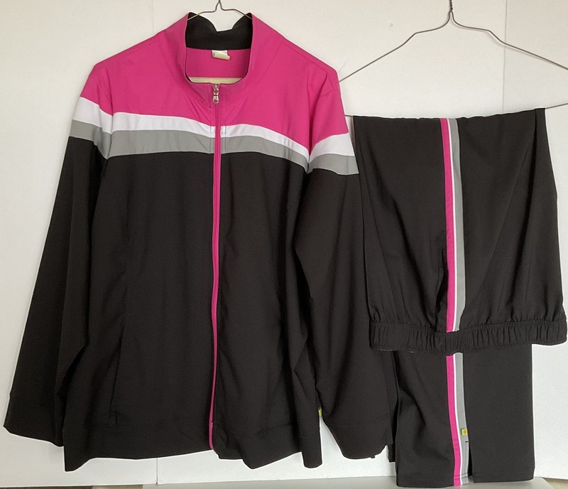 Made For Life Active Wear Black Pink 2 Piece Track Suit Jacket 2x