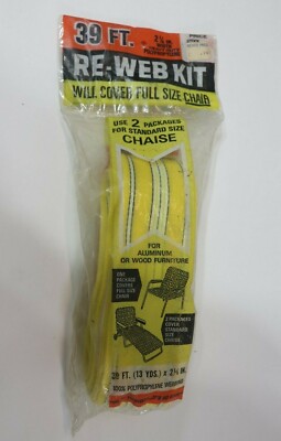 Vintage NOS Wellington Re Web Kit Heavy Duty 39 Feet Yellow White Stripe Webbing