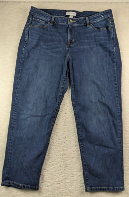 Lane Bryant Mid Rise Girlfriend Crop Essential Stretch Jeans Plus Sz 16 Med Wash