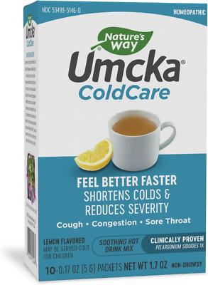 Umcka Coldcare Soothing Hot Drink Homeopathic Lemon Flavored Comfort 10 Packets