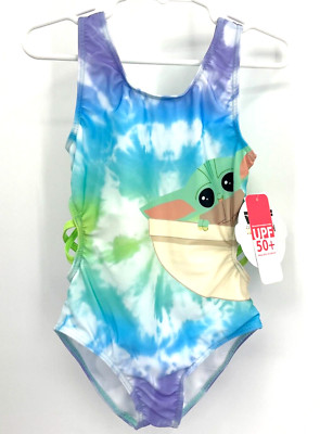 STAR WARS BABY YODA GROGU SWIMSUIT WITH SIDE CUT OUTS LITTLE GIRL SIZE 4 NEW!!