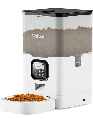 VOLUAS Automatic Cat Dog Dry Food Feeder 6L Auto Timer Voice Recorder 4 Portions