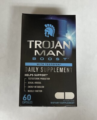 Trojan Man Boost Daily Supplement w/ Testofen Support Testosterone 60caps 10/25