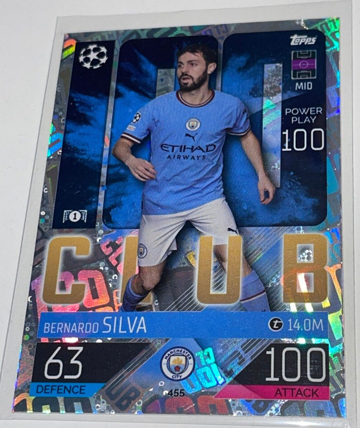 RARE BERNARDO SILVA 100 CLUB HOLO FOIL CARD 2022 TOPPS MATCH RARE BERNARDO SILVA 100 CLUB HOLO FOIL CARD 2022 TOPPS MATCH