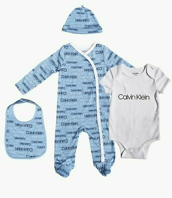 Calvin Klein Baby Boys Infant 4 Piece Layette Set - 12-18 Month & New in Box