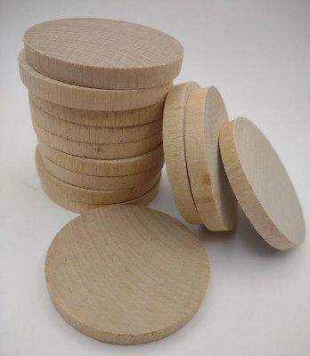 2'' Unfinished Wooden Disc / Medallion / Token / Poker Chip Lot of (12) #D02