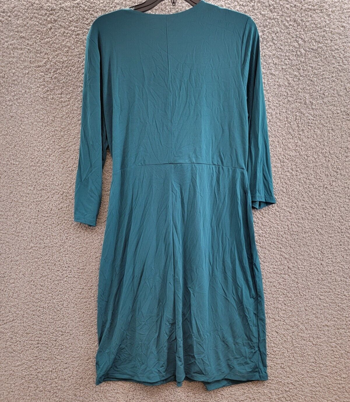 Charter Club Faux-Wrap Dress Women's L Deep Pine Surplice Neck 3/4 Sleeve - Picture 10 of 16