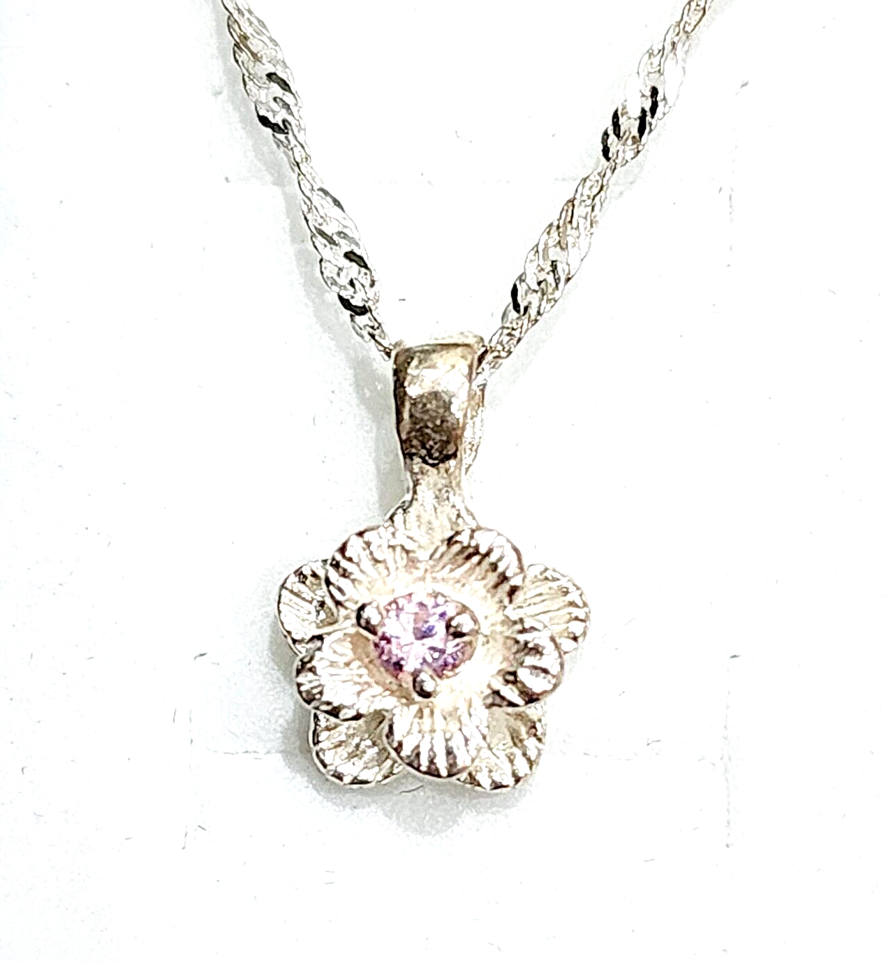 Sophia Fiori genuine pink sapphire 925 silver flower