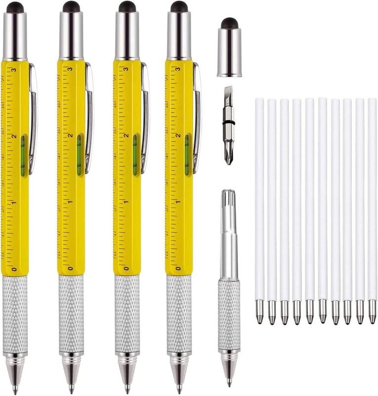 4Pcs Multitool Pen Gifts for Men 6 in 1 Cool Gadget with Ruler Level Unique Gift