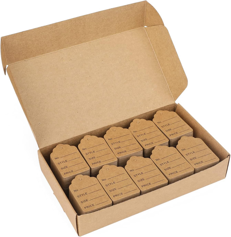 1000Pcs Price Tags, Brown Clothing Tag for Retail, Small Kraft Paper Tags for La