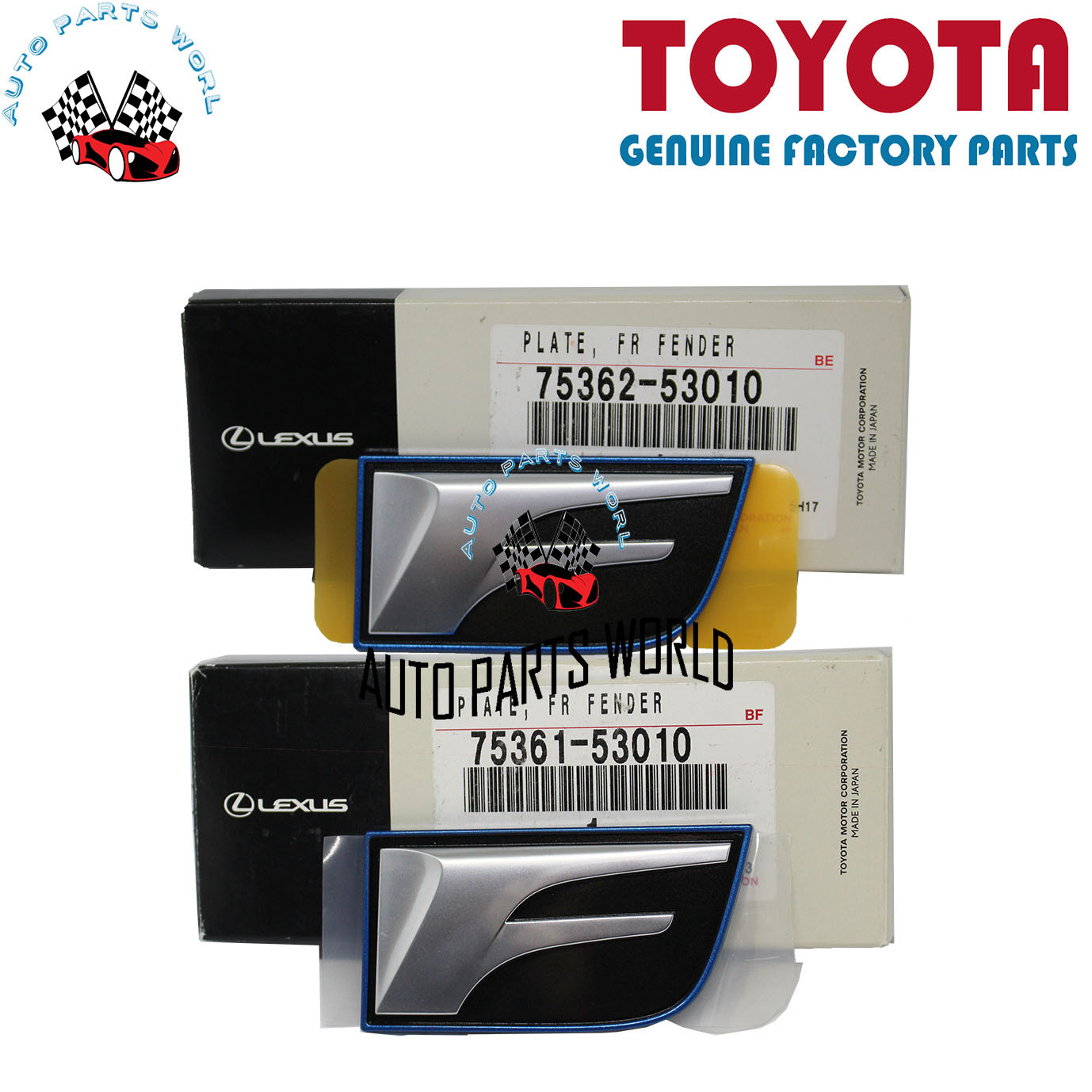 GENUINE OEM LEXUS 2008-2014 IS F LEFT & RIGHT FRONT FENDER NAMEPLATE SET OF 2