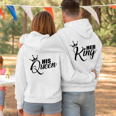 His Queen Her King Hoodies, Matching Couple Hoodie, Anniversary Gift for Couples
