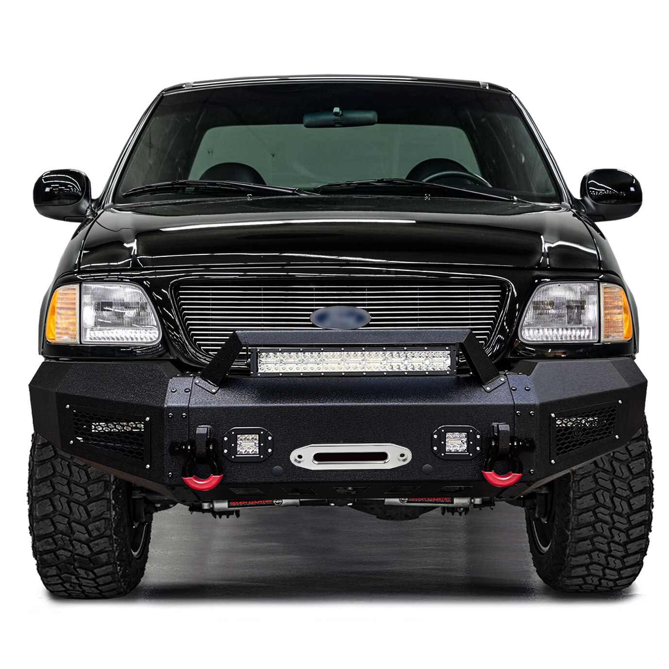 Vijay For 1997-2003 Ford F150 Black Front Bumper with Winch Plate
