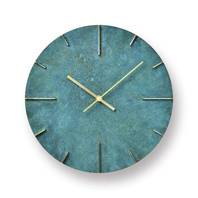 Lemnos Wall Clock Analog Brass Green ''Quaint'' Spotted Patina AZ15-06GN