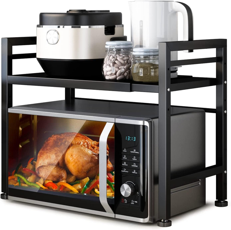 Microwave Oven Rack, 2-Tier Expandable Microwave Stand Countertop Kitchen Utensi
