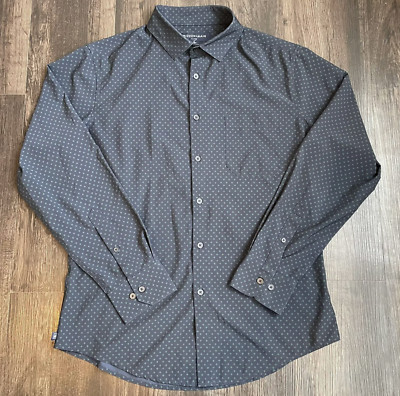 Mens Mizzen + Main Trim No Tuck Button Up Dress Shirt Size Medium M