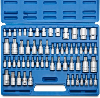 New 60 Pcs Master Torx Bit Socket and External Torx Socket Set, S2 and CrV Steel