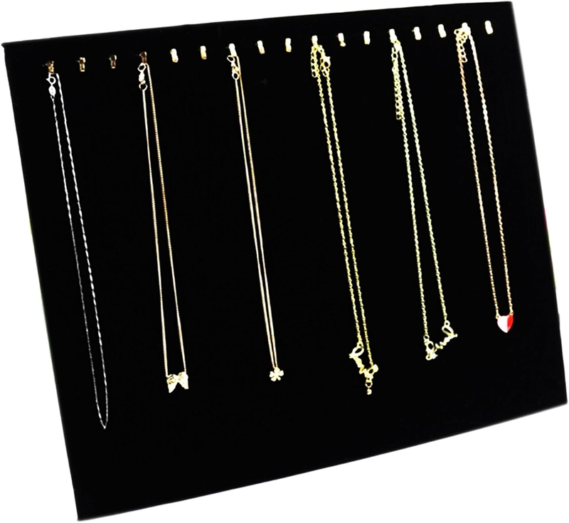 Necklace Display Tray 17 Hooks Black Velvet Jewelry Organizer Stackable Selling