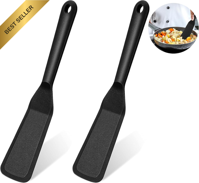 2 Pieces Black Spatula Silicone Spatula Non-Stick Silicone Spatula Reversible He