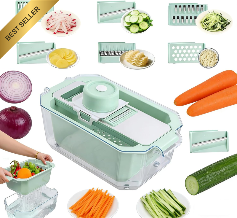 Vegetable Chopper Cutter 9In1, Mandoline Slicer, Cucumber Slicer with Container,