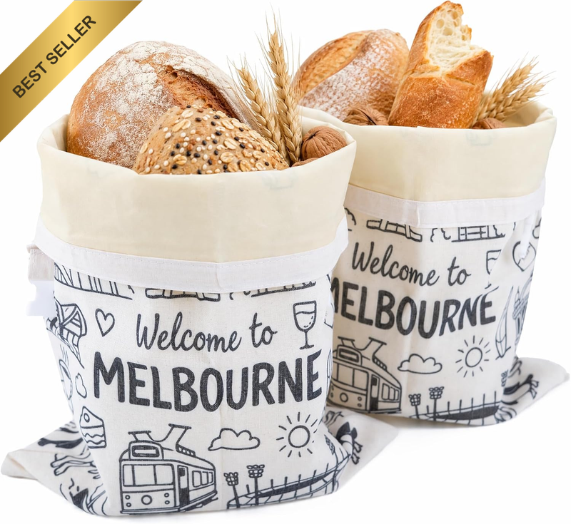 Beeswax Bread Bags 2 Pack XL – Reusable Sourdough Storage(A1）