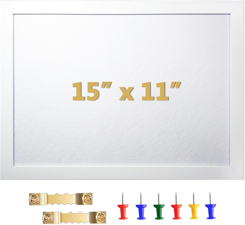 White Cork Board Bulletin Board, Pin Board Wood Framed Display with Felt, Cork B