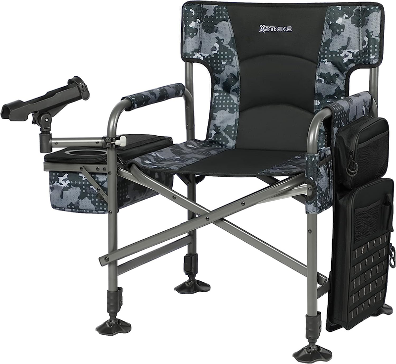 S With Rod Holder, Folding Chair Fishing For Adults Outdoor