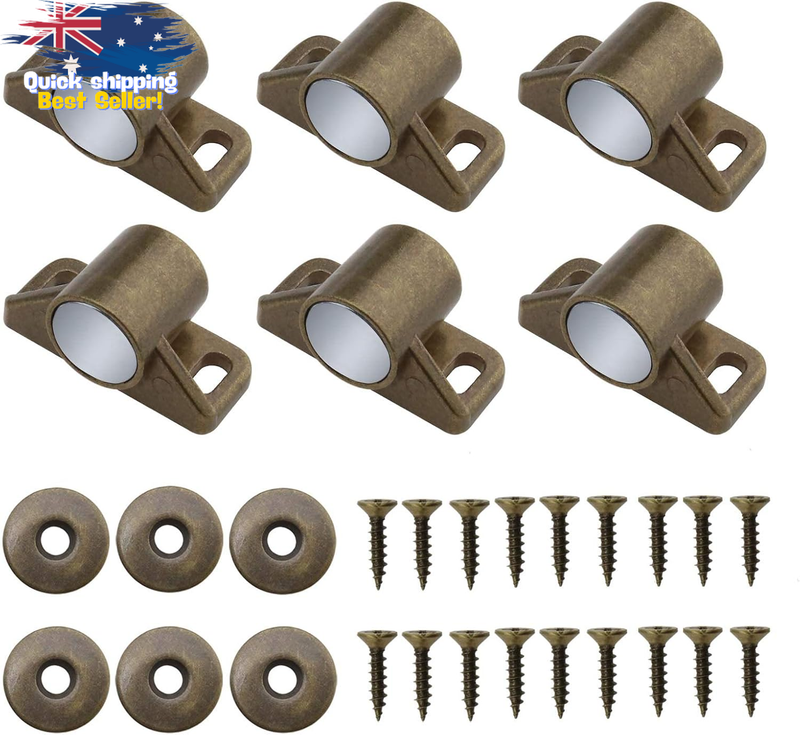 6 Pcs Magnetic Cabinet Door Latch Catch Antique Bronze Metal Strikes 36x16mm