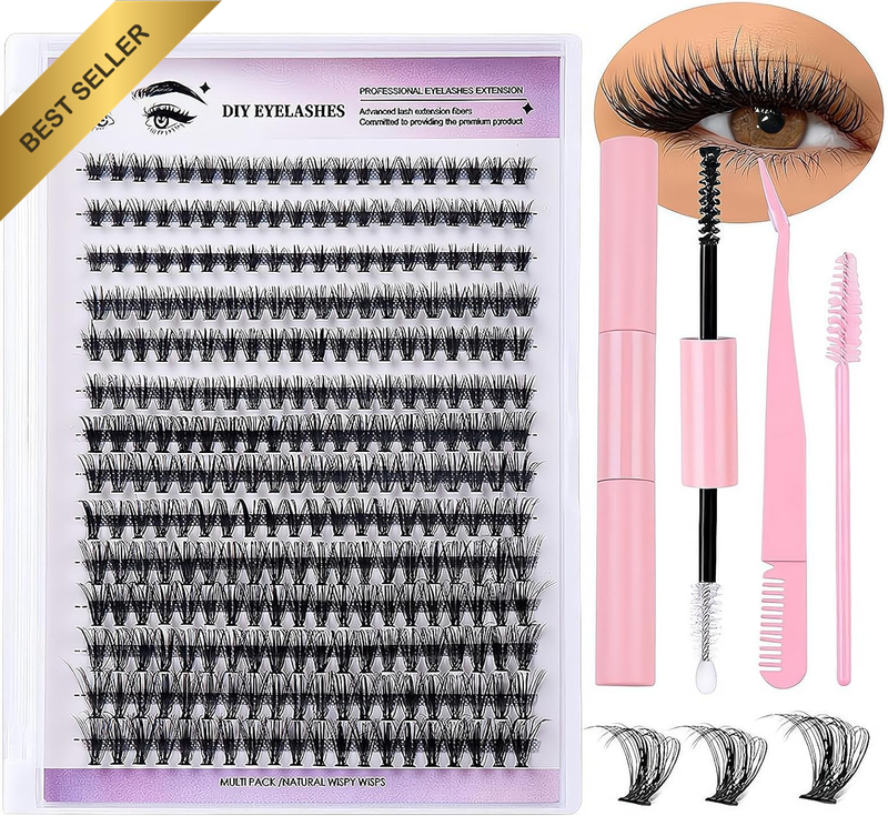 Natural Wispy Cluster Eyelash Extensions C Curl 8-16Mm Waterproof Soft Cluster L