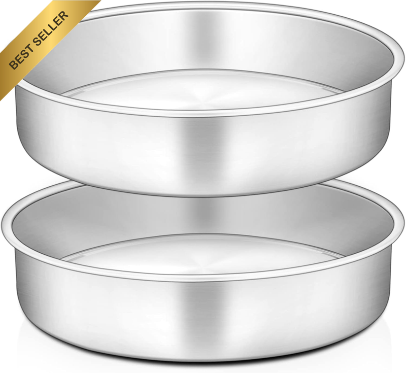 Cake Tin Set of 2, 9.5 Inch Stainless Steel round Cake Pan for Baking Roasting S