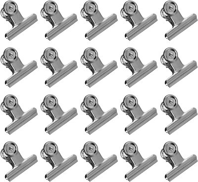20 Pack Large Metal Hinge Clips, 2 Inch Bull Binder Paper Clips Clamps File Clam