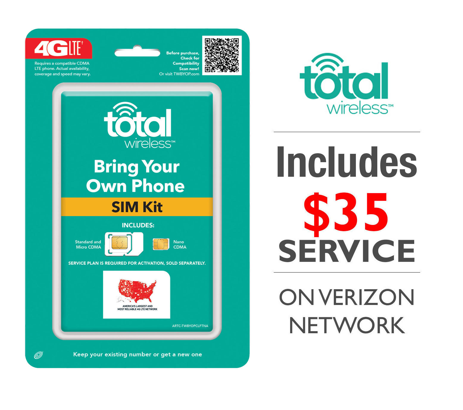 Total Wireless Triple SIM CARD Includes 35 5GB 4G LTE
