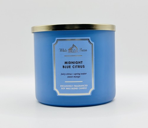 Bath & Body Works White Barn MIDNIGHT BLUE CITRUS 3 Wick