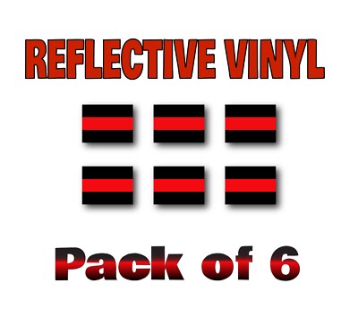 Reflective Fire Fighter Thin Red line License Plate Stickers Decals 1.5''x1''