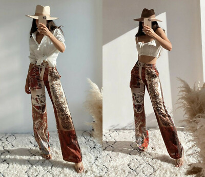 ZARA PYJAMA HOSE PATCHWORK SATIN SOMMER PANTS SATEEN PRINTED TROUSERS