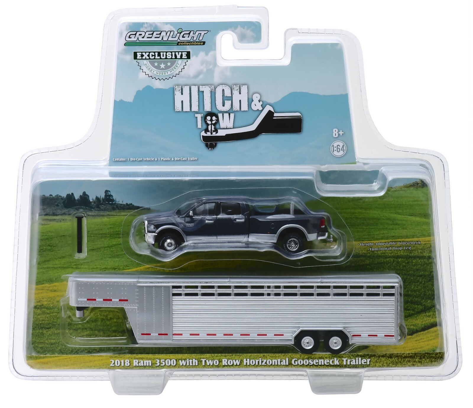 ミニカー GREENLIGHT Ram Laramie&amp;TandemCar Trailer 1:64 GreenLight *HITCH & TOW 31* Red 1991 Dodge Ram 250
