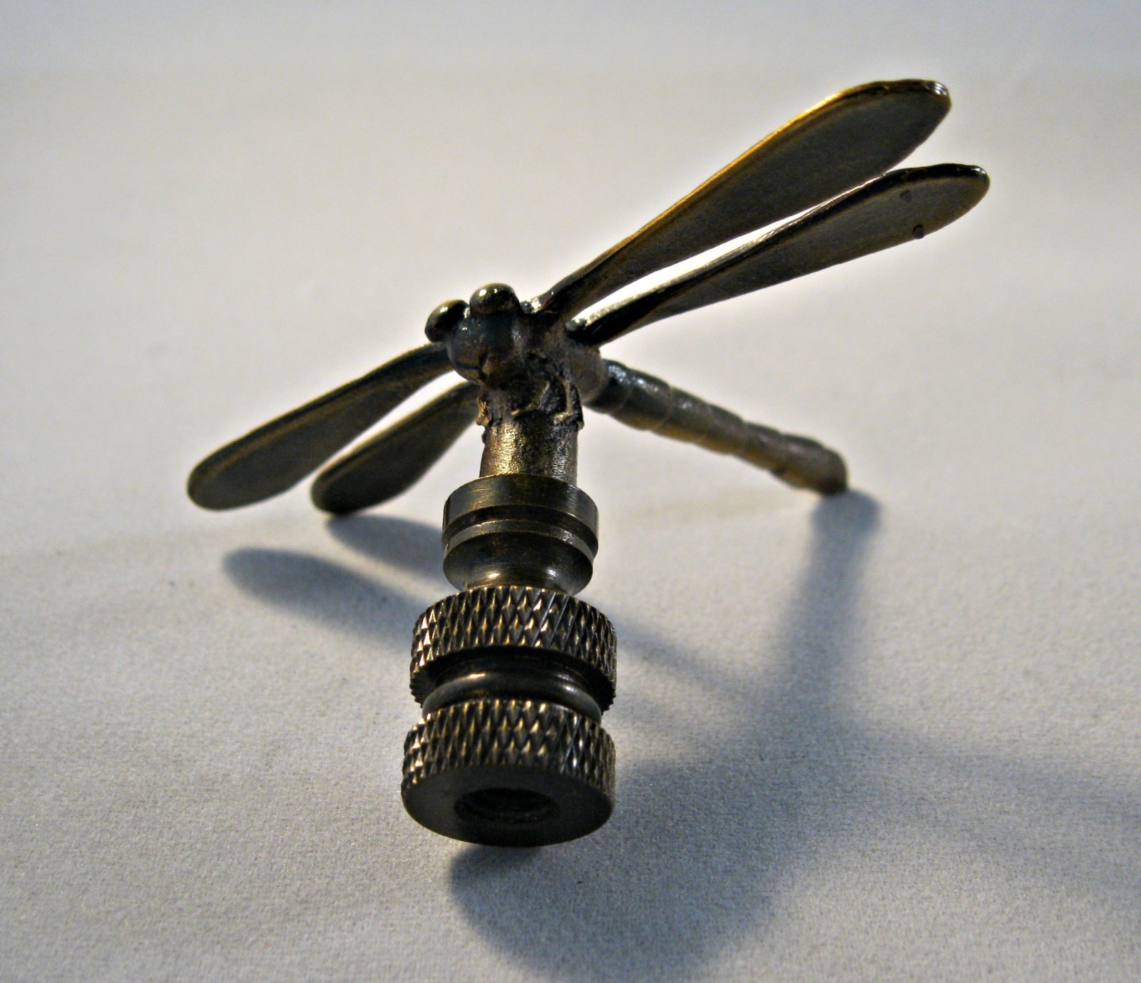 Lamp Finial-DRAGONFLY-Aged Brass Finish, Highly detailed metal casting