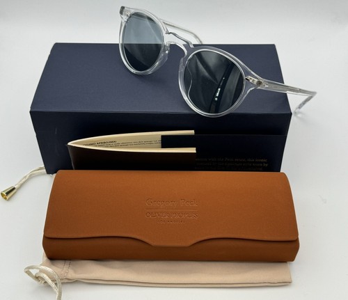 Pre-owned Oliver Peoples Ov5217s 1101r8 Gregory Peck Sun Crystal Frame / Indi Photochromic In Blue Photochromic