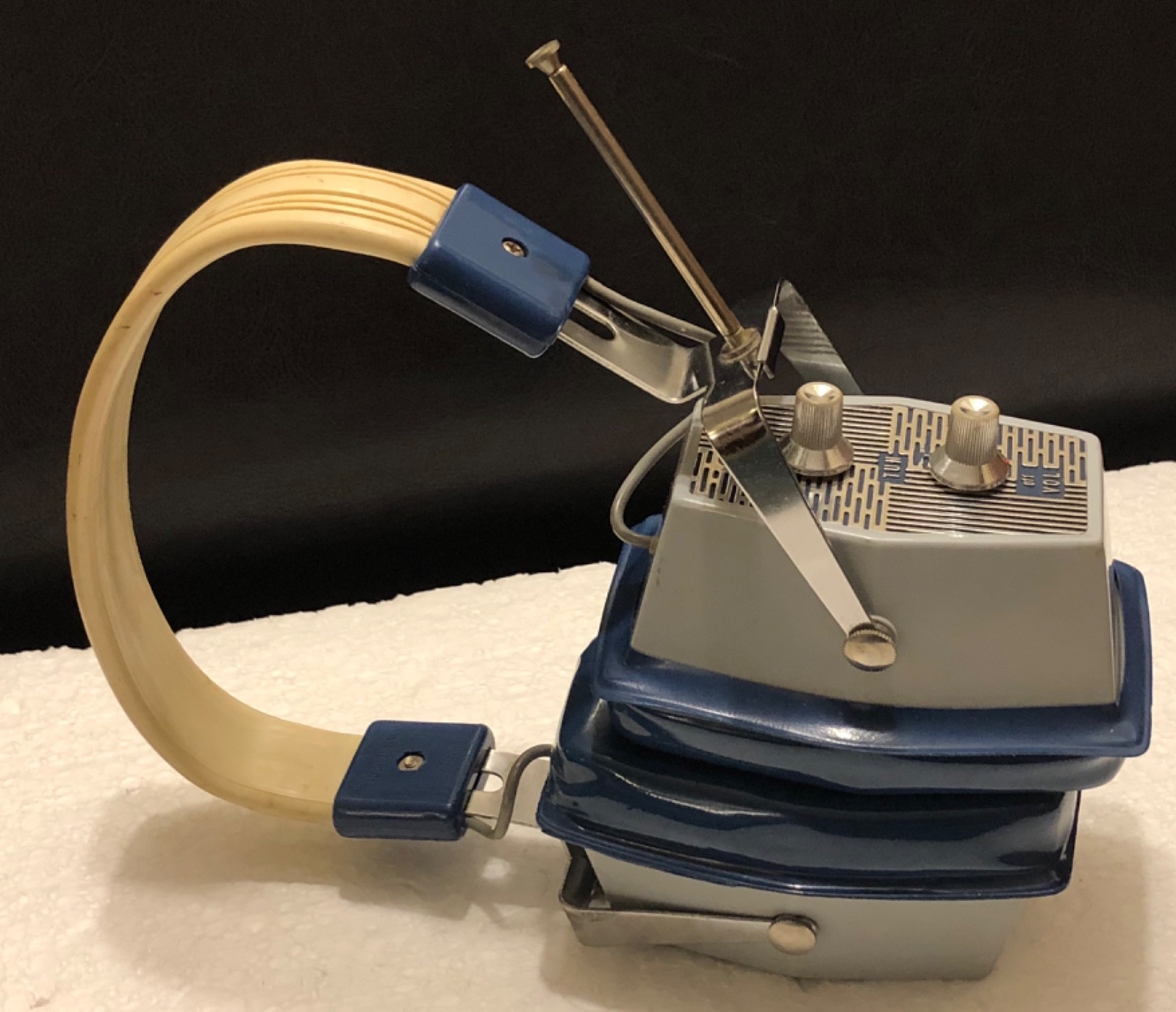 Vtg Solid State Transistor Radio Headphones Headset Alaron Japan Display