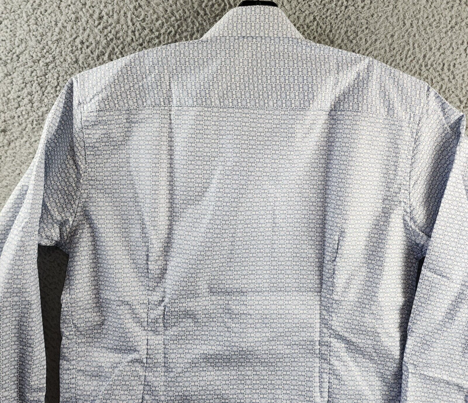 Eton Slim Fit Geometric Print Shirt Men's 16 White Point Collar Long Sleeve - Picture 14 of 14