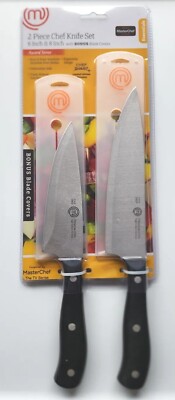 MasterChef Champions Collection 2pc. Chef Knife Set Full-Tang SS w/Cover- NEW