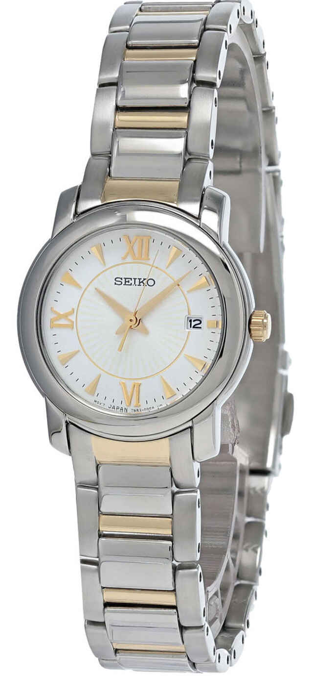 Pre-owned Seiko 26mm White Dial Two-tone Ss Women's Watch Sxdc21p1