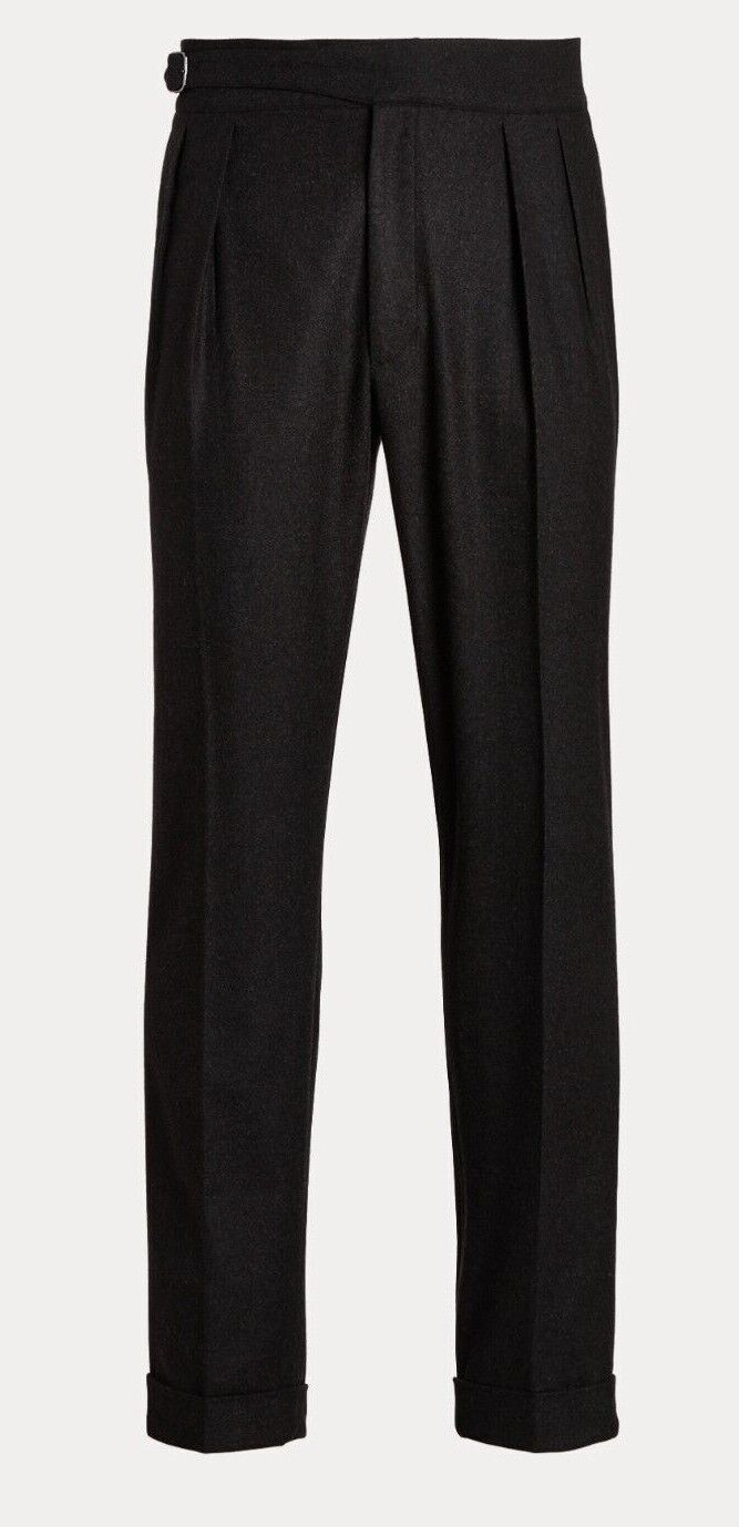 Ralph Lauren Purple Label Mens Buckled Charcoal Wool Dress Ralph Lauren Purple Label Mens Buckled Charcoal Wool Dress