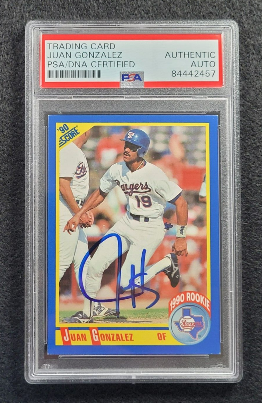 Juan Gonzalez サイン入りバット 1990 Donruss ERROR Juan Gonzalez #33 NO PERIOD (.) AFTER INC