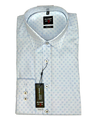 Olymp Baby Blue Mens Shirt Formal Work Business Cotton 16'' 41cm Level Five (S75)