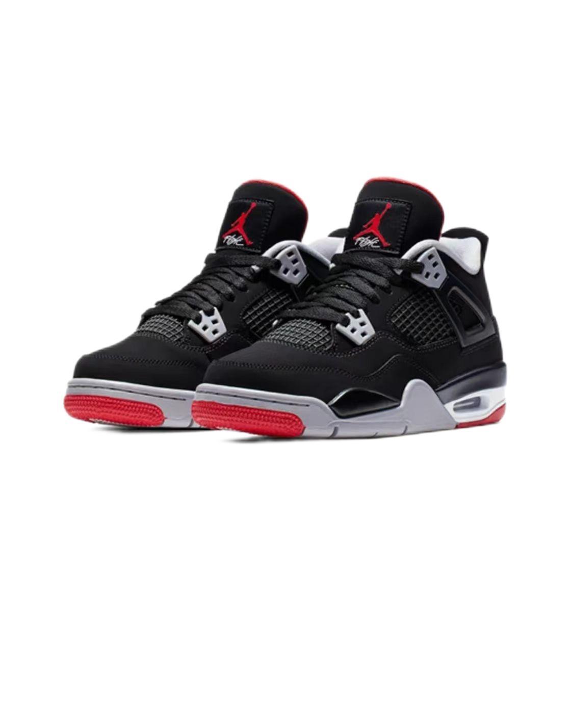 Nike Air Jordan 4 Retro Bred Black/Fire Red Cement Jordan 4 AJ4